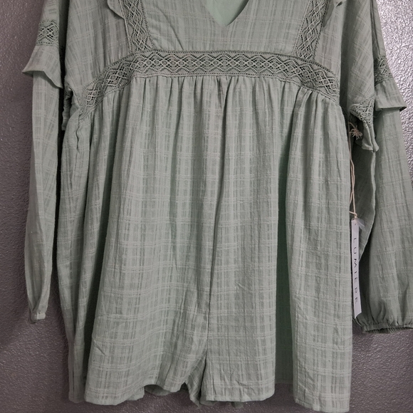 NWT Lumiere Mint Green Boho Oversized Romper - Picture 4 of 13